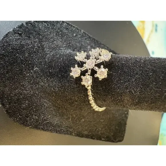 NEW Sz 6 3/4 - .45CT Moissanite Snowflake Silver Ring w/ GRA - Picture 6 of 7